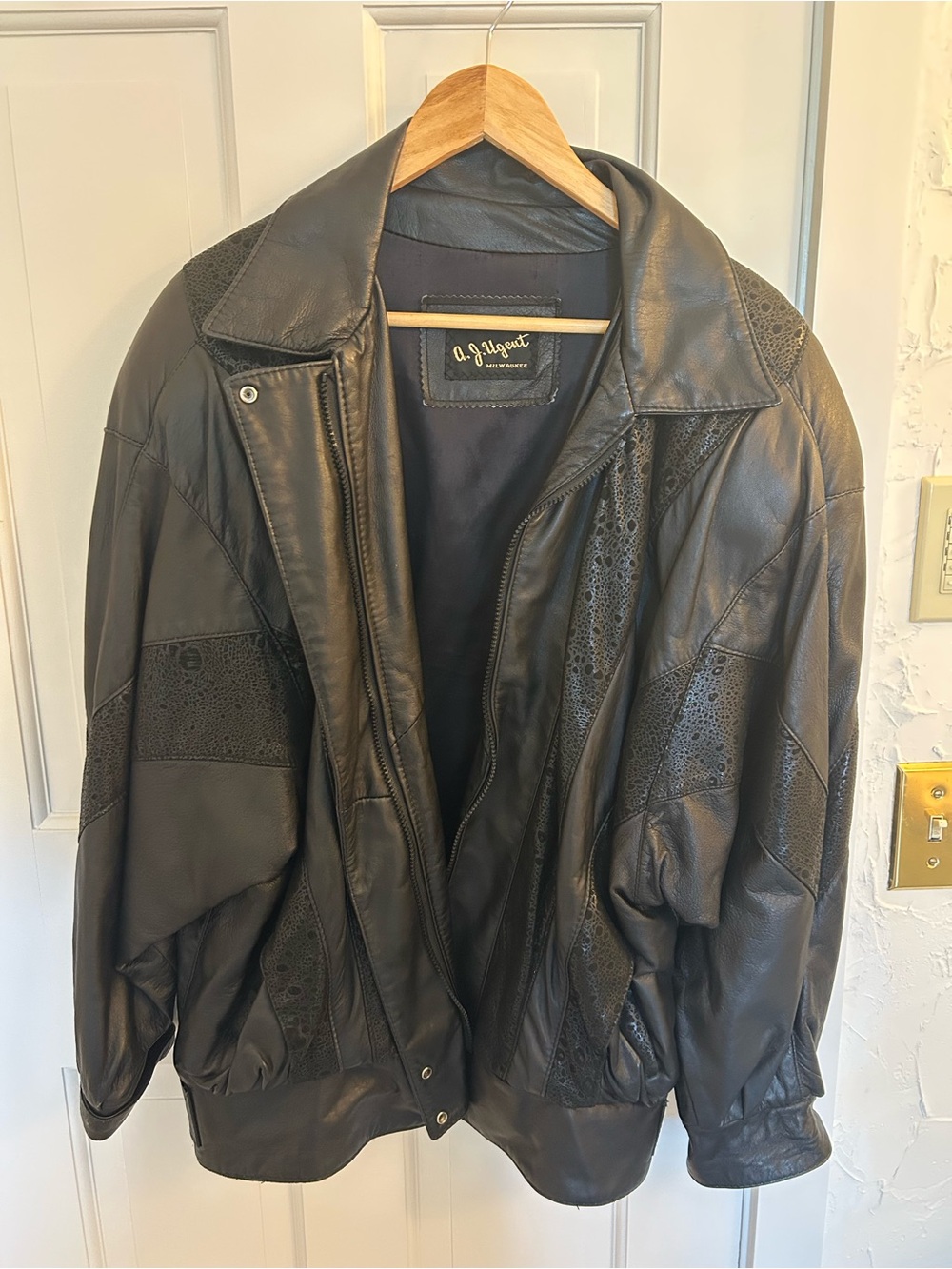 Black Leather Bomber Jacket